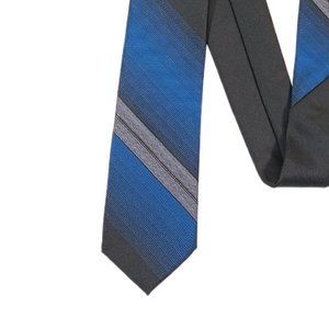 Van Heusen Metallic Striped Tie Men’s 60” Black Gray Blue Designer Skinny New